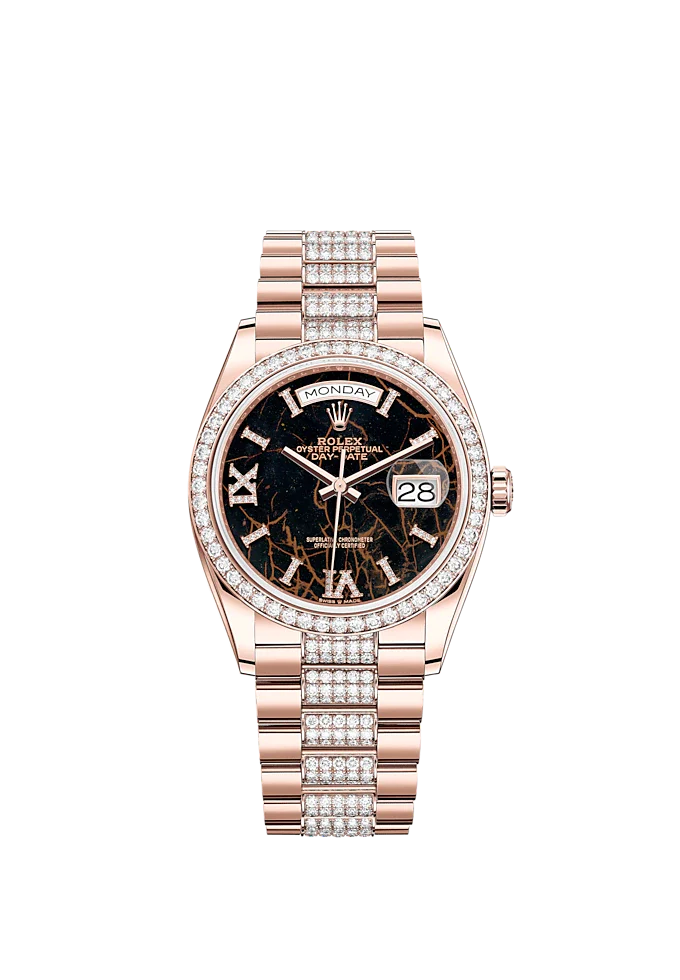 DAY-DATE 36 36MM DIAMOND-SET PRESIDENT BRACELET AND 18 KT EVEROSE GOLD WITH EISENKIESEL DIAMOND-SET DIAL DIAMOND-SET BEZEL